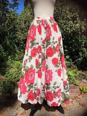 90's Vintage Romantic Maxi Skirt - Size Small